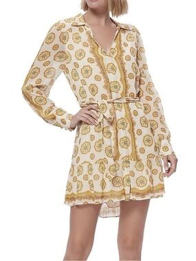 NWT PAIGE Silk Long Sleeve Boho Mini Dress XS